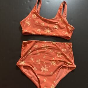 PacSun Kids 2 Piece Bathing suit. Size X-Large (12) Seashell and flower designs